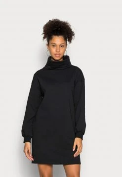 Even&Odd Casual Sweat Collar Winter Mini Dress - Vestido Informal - Black, Mujer