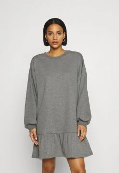 Even&Odd Mujer SWEAT - Mini Volant Dress - Vestido Informal - Mottled Grey