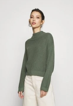 Even&Odd Mujer CROPPED MOCK NECK - Jersey De Punto - Green