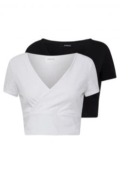 Even&Odd Mujer 2 PACK - Camiseta Estampada - Black/white