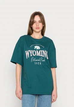 Even&Odd Mujer Camiseta Estampada - Dark Green