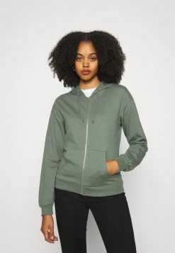 Even&Odd BASIC HOODIE JACKET WITH POCKETS - Jersey Con Capucha - Green, Mujer