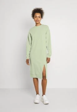 Even&Odd Mujer SWEAT - Midi Slit Dress - Vestido Informal - Light Green