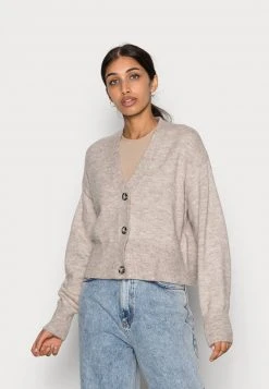 Even&Odd Mujer BASIC BLEND BUTTON CROP - Chaqueta De Punto - Taupe