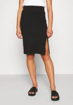 Even&Odd Mujer BASIC - Midi Skirt With Slit - Falda De Tubo - Black