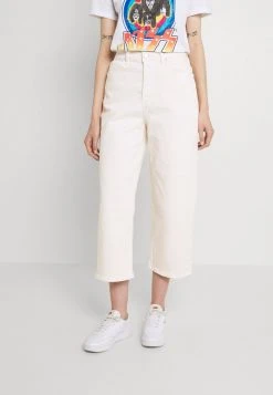 Even&Odd Mujer Wide Leg Cropped Jeans - Vaqueros Rectos - White