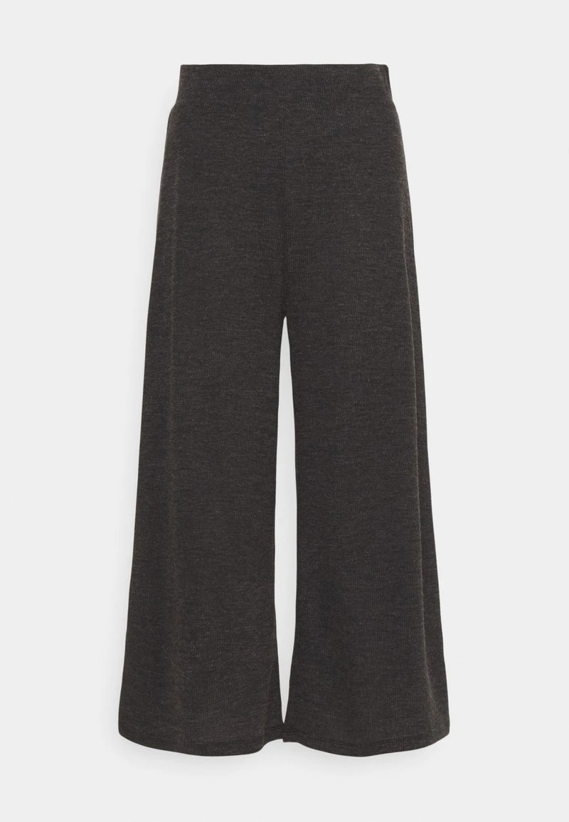 Even&Odd Mujer WIDE LEG RIBBED TROUSERS - Pantalones - Mottled Dark Grey 3 Even&Odd Mujer WIDE LEG RIBBED TROUSERS - Pantalones - Mottled Dark Grey