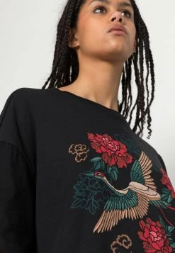 Even&Odd Mujer TATTI CRANE AND FLOWERS TEE - Camiseta Estampada - Black -Even&Odd Ventas 2024 3e57b072cbfb42f1b88a2bca05d26cba
