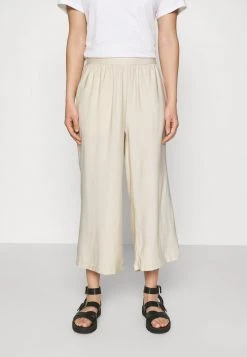 Even&Odd Cropped Wide Leg Trouser - Pantalones - Off White, Mujer