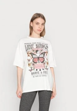 Even&Odd Mujer Camiseta Estampada - White