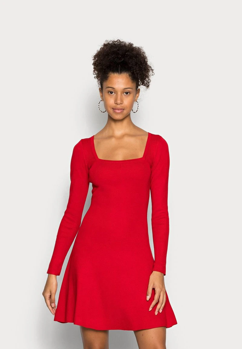 Even&Odd Mujer SQUARE NECK MINI DRESS - Vestido De Punto - Red 3 Even&Odd Mujer SQUARE NECK MINI DRESS - Vestido De Punto - Red