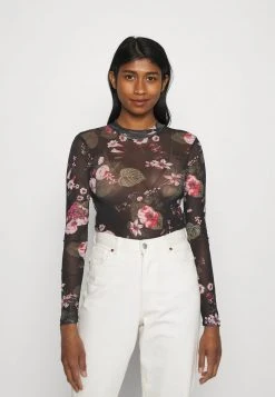 Even&Odd Mujer Camiseta De Manga Larga - Black/pink