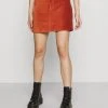 Even&Odd Mujer MINI CORDUROY HIGH ELASTIC WAIST SKIRT - Minifalda - Brown