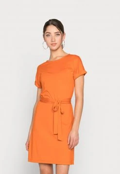 Even&Odd Mujer BASIC Short Sleeves Mini Belted Dress - Vestido Ligero - Orange