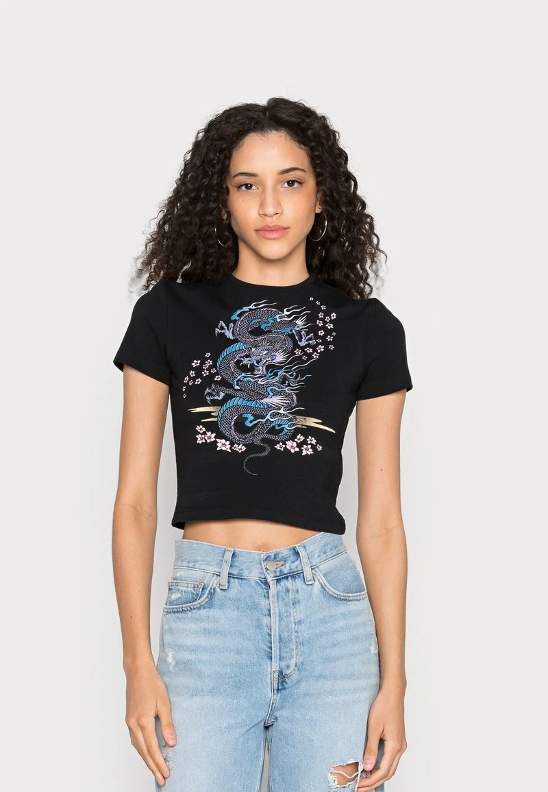 Even&Odd Mujer TAYLOR JAPANESE DRAGON WITH FLOWERS TEE - Camiseta Estampada - Black 3 Even&Odd Mujer TAYLOR JAPANESE DRAGON WITH FLOWERS TEE - Camiseta Estampada - Black