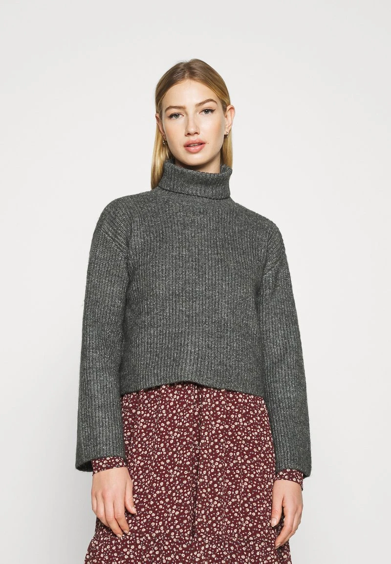 Even&Odd Mujer CROPPED BOXY ROLL NECK - Jersey De Punto - Mottled Dark Grey 3 Even&Odd Mujer CROPPED BOXY ROLL NECK - Jersey De Punto - Mottled Dark Grey