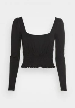 Even&Odd Mujer SHIRRING DETAIL LONG SLEEVE CROP WITH GATHER - Camiseta De Manga Larga - Black -Even&Odd Ventas 2024 87fe078824924c9982e71fb04f5882b6
