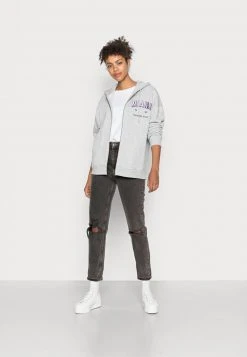 Even&Odd EMBROIDERED OVERSIZED HOODED ZIP JACKET - Sudadera Con Cremallera - Mottled Light Grey, Mujer -Even&Odd Ventas 2024 91a82739dd5f4ab8b9f94690f1a7ac7a