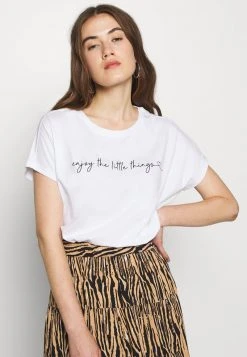 Even&Odd Mujer MANDALA ENJOY THE LITTLE THINGS TEE - Camiseta Estampada - White