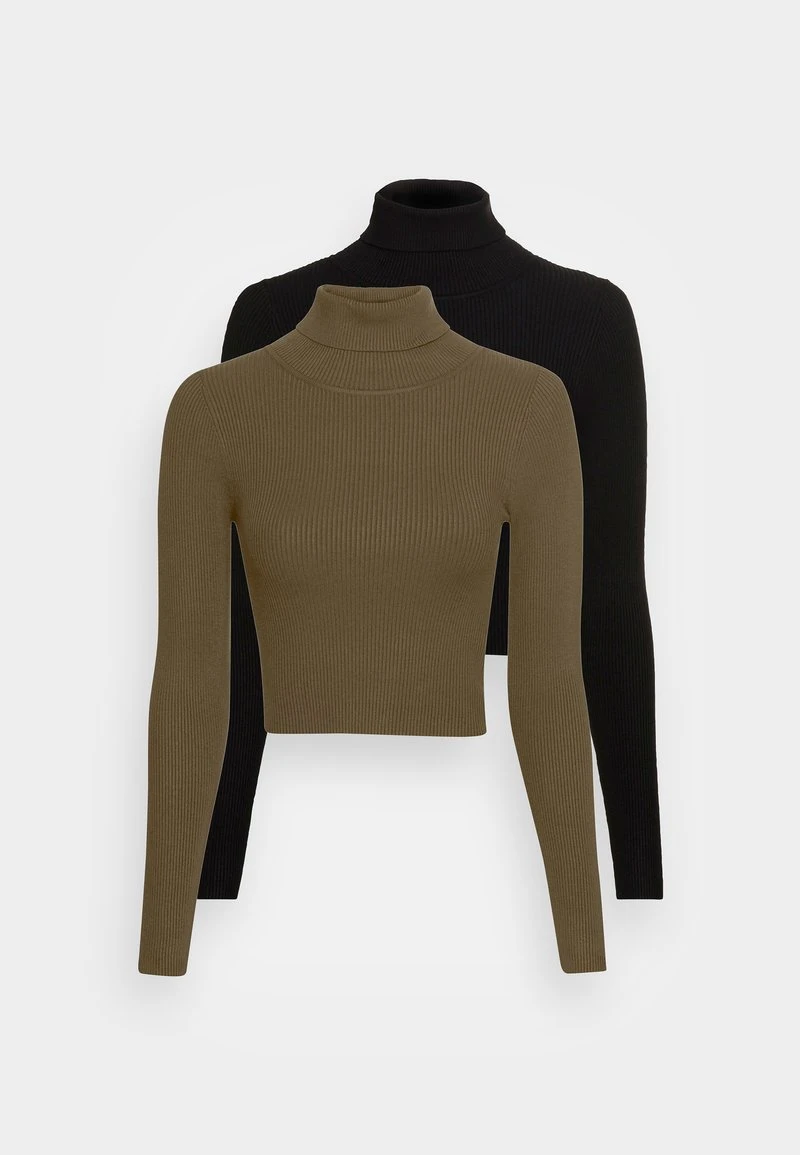 Even&Odd Mujer CROPPED TURTLE NECK 2 PACK - Jersey De Punto - Black/olive 7 Even&Odd Mujer CROPPED TURTLE NECK 2 PACK - Jersey De Punto - Black/olive - Imagen 5