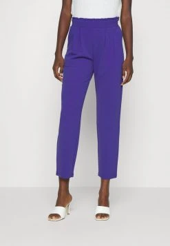 Even&Odd Mujer Paperbag Waist Tapered Trousers - Pantalones - Dark Blue