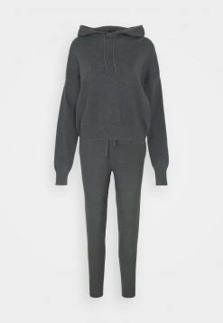 Even&Odd Mujer Jogger And Hoodie Set - Jersey De Punto - Mottled Dark Grey