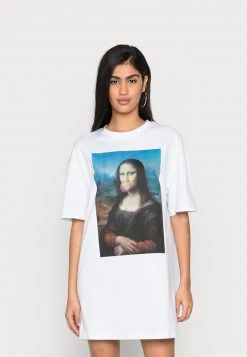 Even&Odd Mujer DRESS WITH BIG PLACEMENT - Vestido Ligero - White/multi Coloured