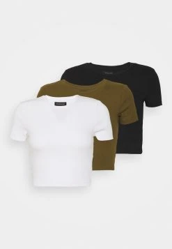 Even&Odd Mujer 3 PACK - Camiseta Básica - Black/white/khaki -Even&Odd Ventas 2024 9ba667b5111748ac9a8e13152e4f3b9a