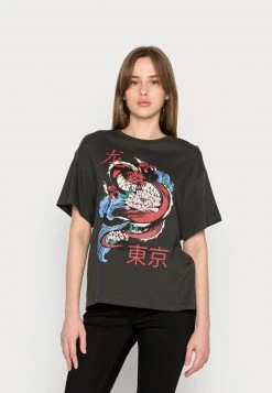 Even&Odd Mujer Camiseta Estampada - Anthracite