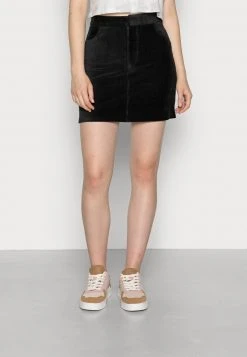 Even&Odd Mujer MINI CORDUROY HIGH ELASTIC WAIST SKIRT - Minifalda - Black