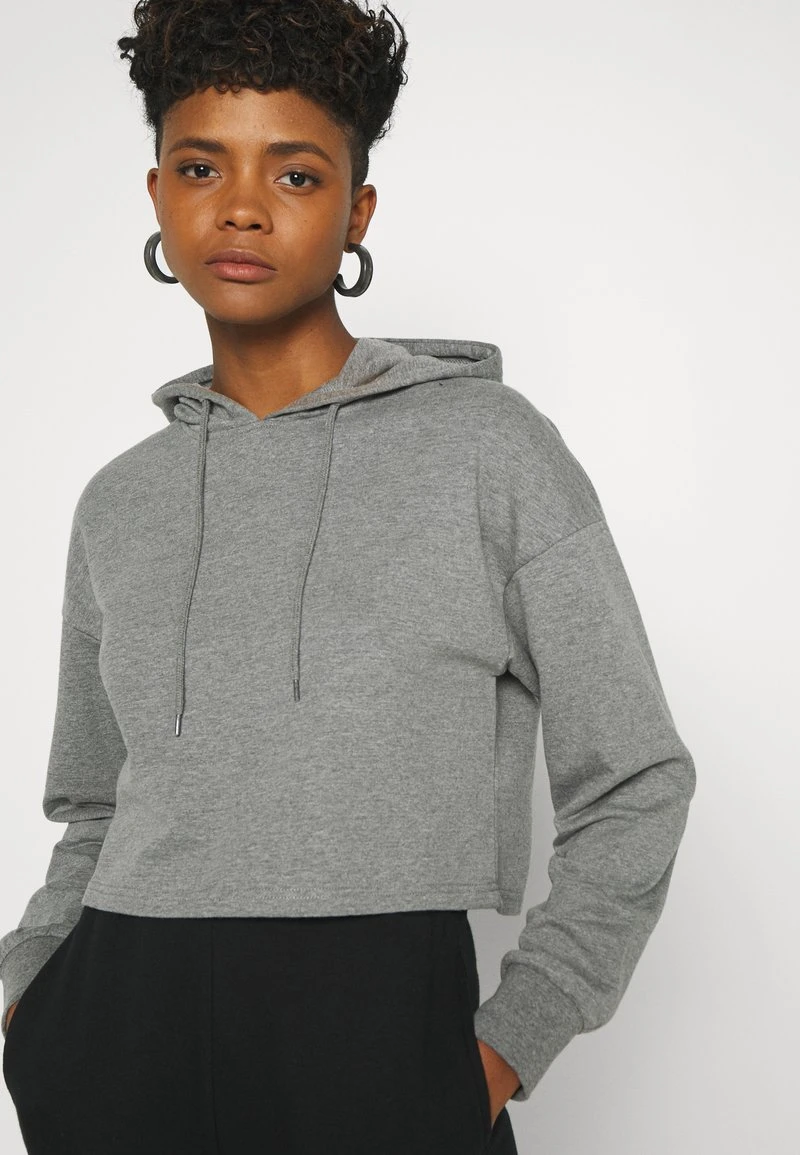 Even&Odd Mujer BASIC - Cropped Oversized Hoodie - Jersey Con Capucha - Mottled Grey 6 Even&Odd Mujer BASIC - Cropped Oversized Hoodie - Jersey Con Capucha - Mottled Grey - Imagen 4