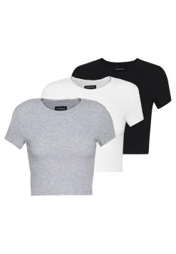 Even&Odd Mujer 3 PACK - Camiseta Básica - White/black/light Grey
