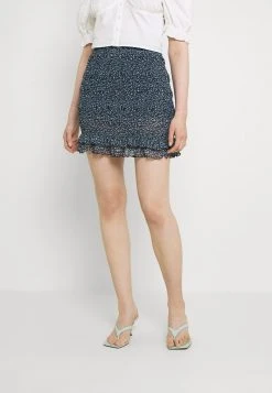 Even&Odd Mujer Smocking Mini Mesh Skirt - Falda Acampanada - Black/light Blue