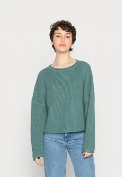 Even&Odd OVERSIZE CROPPED ROLLED EDGE JUMPER - Jersey De Punto - Green, Mujer