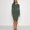 Even&Odd Mujer Knit Mini Wide Rib Basic Dress - Vestido De Tubo - Green