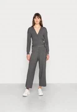 Even&Odd Mujer WRAPPED CARDIGAN SET - Chaqueta De Punto - Mottled Dark Grey