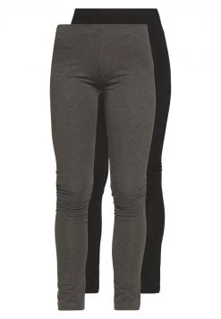 Even&Odd 2 PACK - Leggings - Black/mottled Dark Grey, Mujer