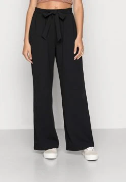 Even&Odd Mujer BELT DETAIL WIDE LEG PANTS - Pantalones - Black