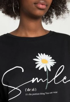 Even&Odd Mujer LIZ SMILE DAISY TEE - Camiseta Estampada - Black -Even&Odd Ventas 2024 ff873762e6a7453f8c5f31fc383d9f13